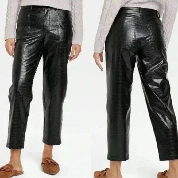 A New Day Faux Snakeskin Straight Leg Pants High Rise Women Size 14 Black New - Picture 2 of 12